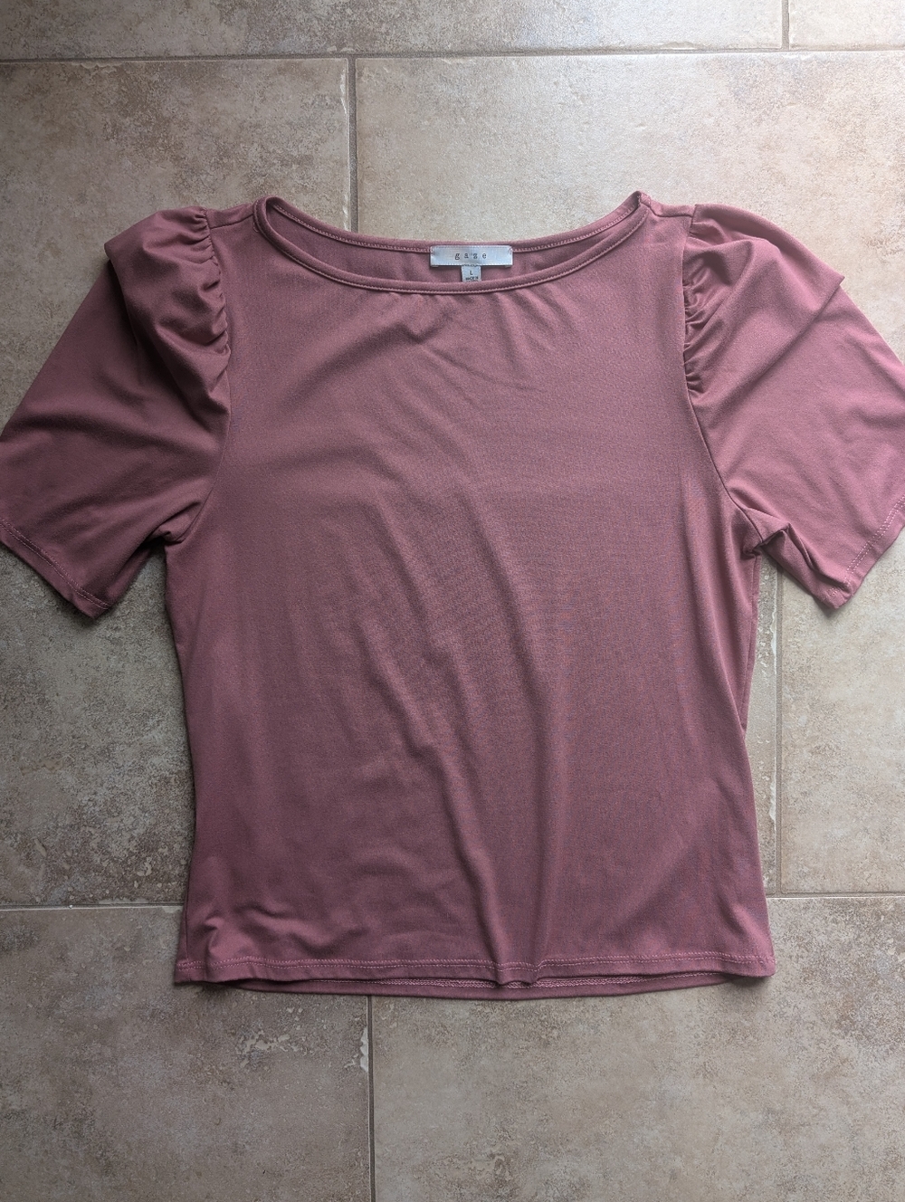 Super Soft Dusty Pink/Mauve T-shirt with Puffy Shoulders